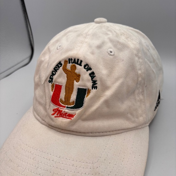 Vintage Adidas University of Miami Sports Hall of Fame White Logo Hat - Picture 2 of 15